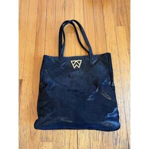 Kelly Wynne Tote Bag Womens Large Black Snakeskin Leather Shoulder Made USA
